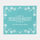 アンドメリーブライトティール(緑がかった色)ブルーカスタム フリースブランケット (正面(横))