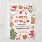 アンドメリーブライトレトロクリスマスホリデーパーティー 招待状 (正面)