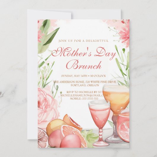 アンドモダンシンプルマザーズデイブランチ招待状 招待状 (正面)