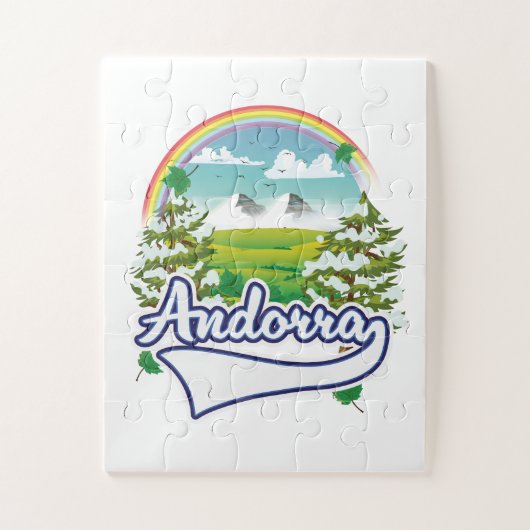 アンドラのレトロな旅行ロゴ ジグソーパズル (縦)