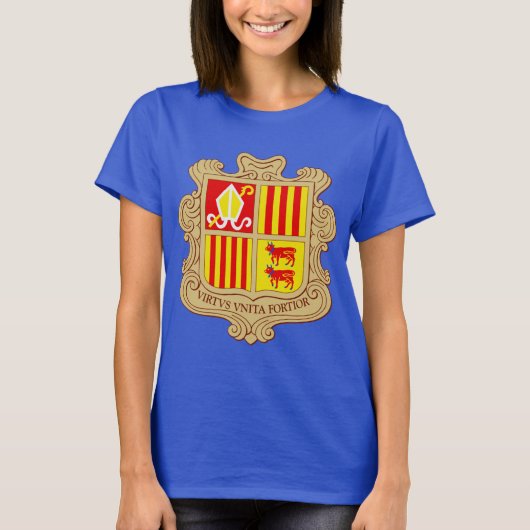 アンドラの国家紋章 歴史的な共同君主制 Tシャツ (正面)