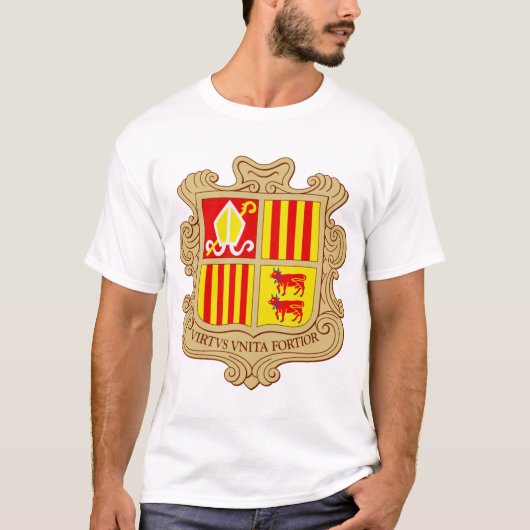 アンドラの国章 歴史的な共同元首制 Tシャツ (正面)