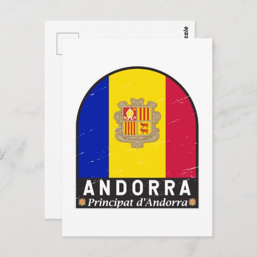 アンドラ国旗のエンブレム動揺してヴィンテージ ポストカード (正面/裏面)