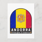 アンドラ国旗のエンブレム動揺してヴィンテージ ポストカード (正面)