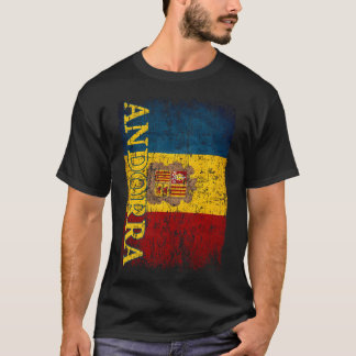 アンドラ国旗のギフト女性男性子供アンドラレトロ Tシャツ