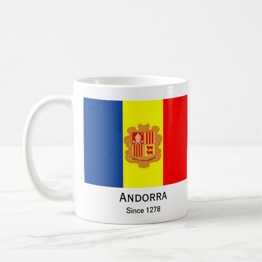 アンドラ国旗カスタムのカップ コーヒーマグカップ (左)