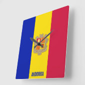 アンドラ国旗愛国 スクエア壁時計 (傾斜)