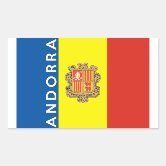 アンドラ国旗文字名 長方形シール (正面)
