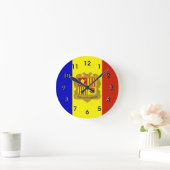 アンドラ国旗 ラウンド壁時計 (ホーム)