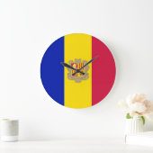 アンドラ国旗 ラージ壁時計 (ホーム)