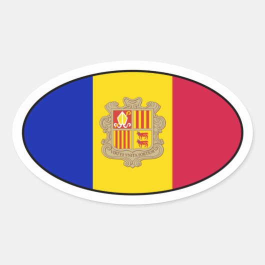 アンドラ楕円形フラッグステッカー 楕円形シール (正面)