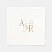 アンドレアクラシック金ゴールドホワイトボホミニマル結婚リスト スタンダードカクテルナプキン (正面)