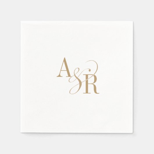 アンドレアクラシック金ゴールドホワイトボホミニマル結婚リスト スタンダードカクテルナプキン (正面)