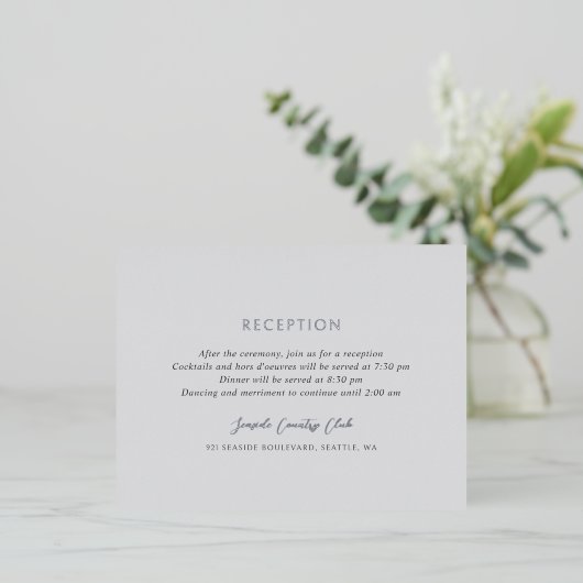 アンドレアグレーエレガントなウェディングフォイルエンクロージャカード 箔招待状ポストカード (立ち正面)