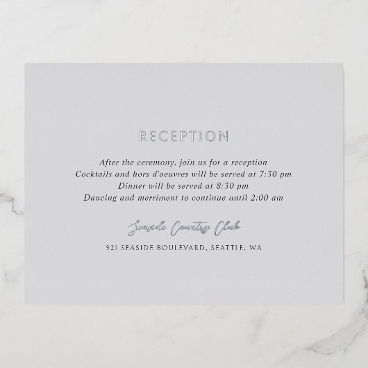 アンドレアグレーエレガントなウェディングフォイルエンクロージャカード 箔招待状ポストカード (正面)