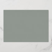 アンドレアセージ緑エレガントな結婚式の日付を保存 箔招待状 (裏面)