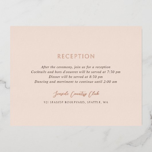 アンドレアタンエレガントなウェディングフォイルエンクロージャカード 箔招待状ポストカード (正面)