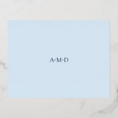 アンドレアブルーエレガントなウェディングフォイルエンクロージャカード 箔招待状ポストカード (裏面)