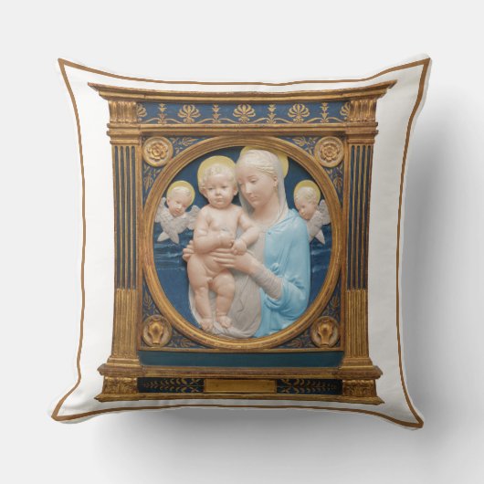 アンドレア・デッラ・ロビアc1485マドンナと子供 クッション (正面)
