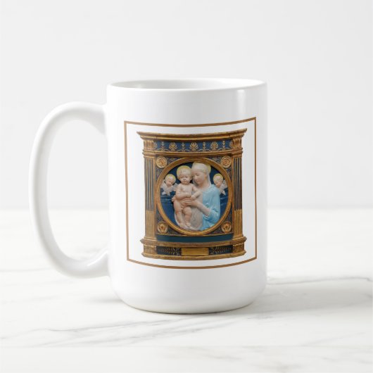 アンドレア・デッラ・ロビアc1485マドンナと子供 コーヒーマグカップ (左)