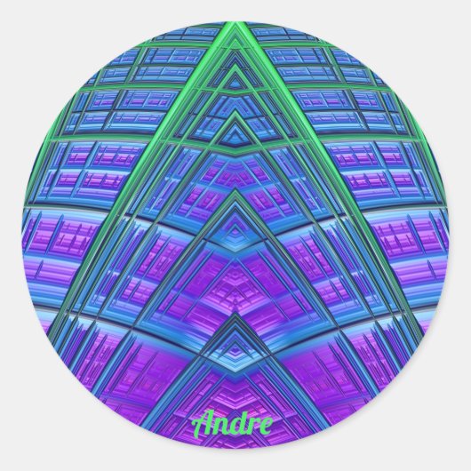 アンドレカッコいい~!グリーンパープルブルージオメトリック~ ラウンドシール (正面)