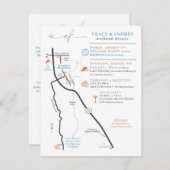 アンドレスのためのウェディングマップ同封カスタムデザイン エンクロージャーカード (正面/裏面)