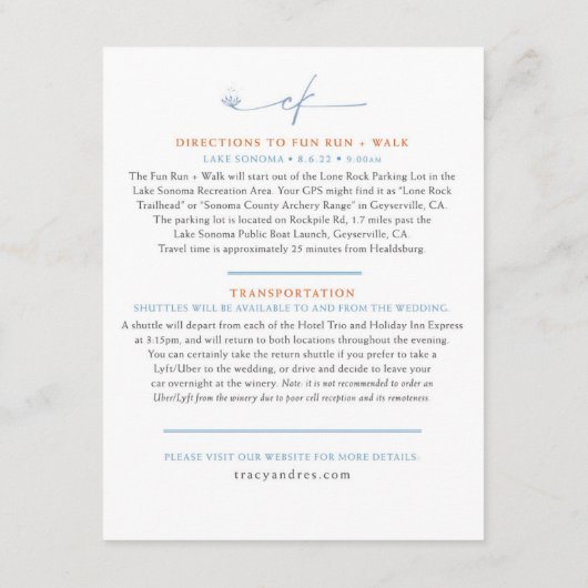 アンドレスのためのウェディングマップ同封カスタムデザイン エンクロージャーカード (裏面)