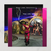 アンドロイドバレエ，赤ピンクブルーSF 招待状 (正面/裏面)