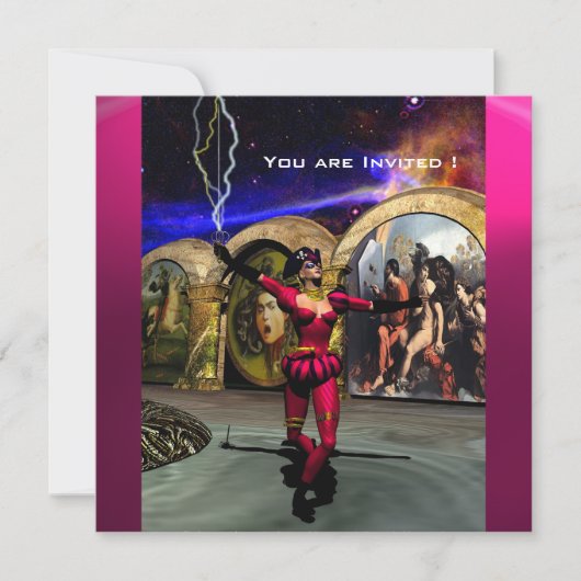 アンドロイドバレエ，赤ピンクブルーSF 招待状 (正面)