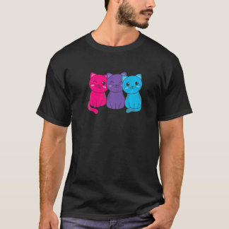 アンドロジナスフラグパイルプライドLGBTQキャットかわいいアンドロ Tシャツ