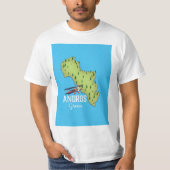 アンドロス・ギリシャ地図図解入りの、写真付きの旅行ポスター Tシャツ (正面)