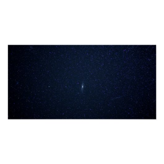 アンドロメダ銀河 真夜中の青い星空の夜 ポスター (正面)