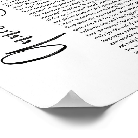 アンナがホワイトスクリプトソングリリックウォールアートプリントを開始 ポスター (角)