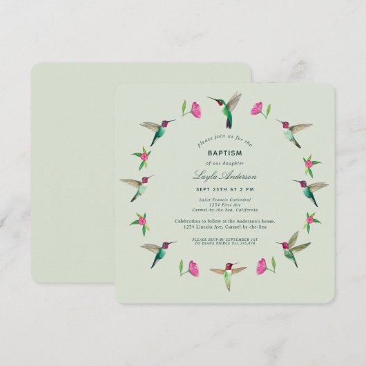 アンナのハチドリ 招待状 (正面/裏面)