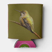 アンナのハミングバードが緋色のトランペツネの上に座る 缶クーラー (正面)