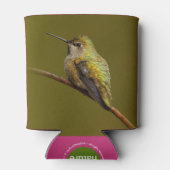 アンナのハミングバードが緋色のトランペツネの上に座る 缶クーラー (裏面)