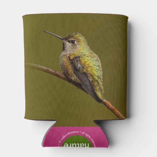 アンナのハミングバードが緋色のトランペツネの上に座る 缶クーラー (裏面)