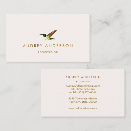 アンナのハミングバードビジネスカード 名刺 (正面/裏面)