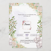 アンナの誕生日招待状カード 招待状 (正面/裏面)