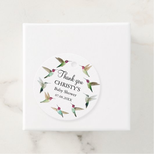 アンナズハミングバーズベビーシャワーメッセージカード フェイバータグ (インサイチュ)