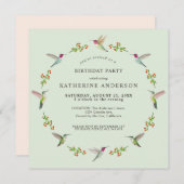 アンナズハミングバード誕生日招待状 (正面/裏面)