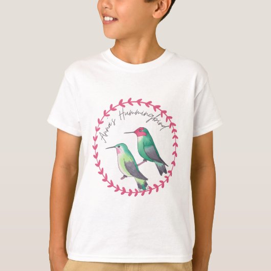 アンナハチドリの鳥類の種の芸術ロゴ Tシャツ (正面)