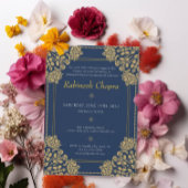 アンナパラシャンファーストライスブルー金ゴールドオーナメント写真 招待状