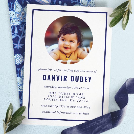 アンナパラシャンブルーフローラファーストライス式写真 招待状