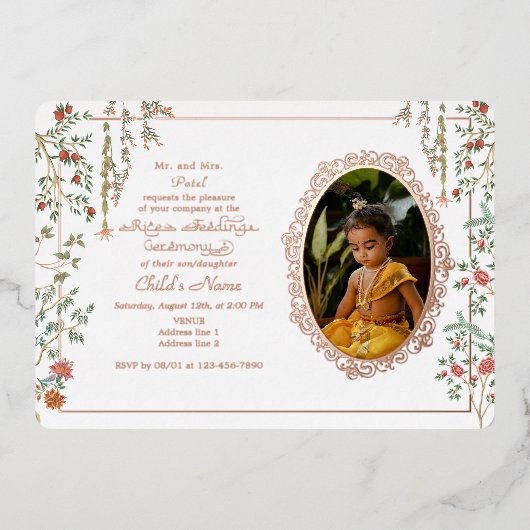 アンナパラシャン初の稲作式フローラ写真 箔招待状 (正面)