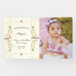 アンナパラシャン初めての稲作写真歓迎 横断幕