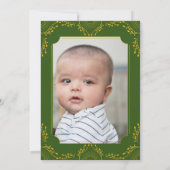 アンナパラシャン最初の米の緑の金ゴールド花写真 招待状 (裏面)