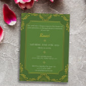 アンナパラシャン最初の米の緑の金ゴールド花写真 招待状