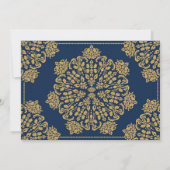 アンナプラシャン最初のライスブルー金ゴールド飾り写真 招待状 (裏面)