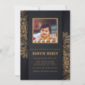 アンナプラシャン ブラックゴールド ファースト ライス セレモニー フォト 招待状 (正面)